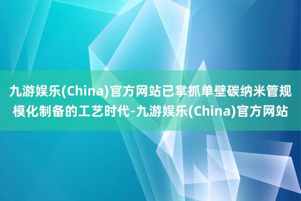 九游娱乐(China)官方网站已掌抓单壁碳纳米管规模化制备的工艺时代-九游娱乐(China)官方网站