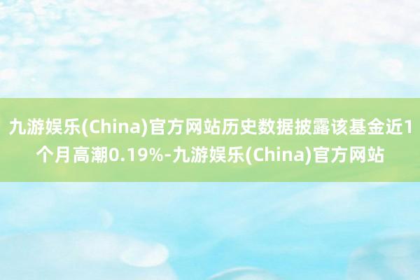 九游娱乐(China)官方网站历史数据披露该基金近1个月高潮0.19%-九游娱乐(China)官方网站